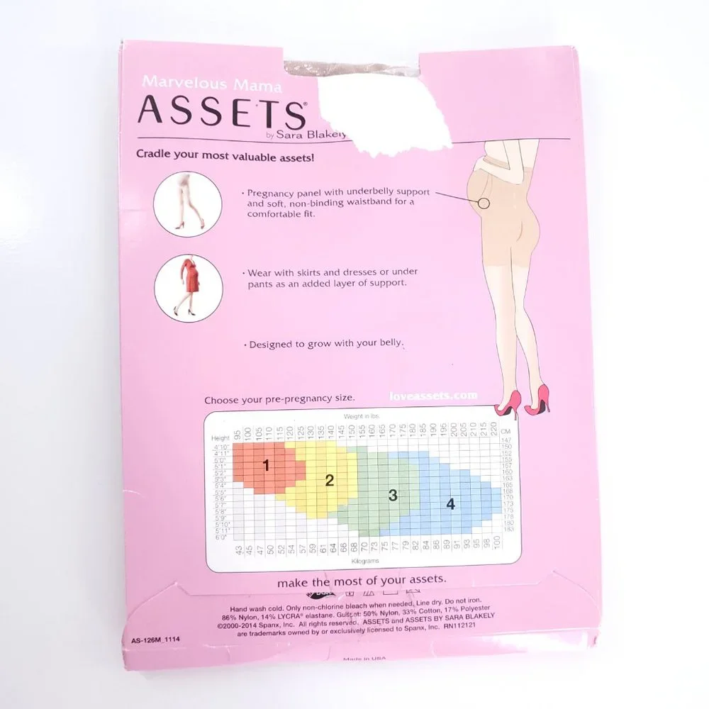 Assets by Sara Blakely Marvelous Mama Pantyhose Maternity Tights Beige Size 1